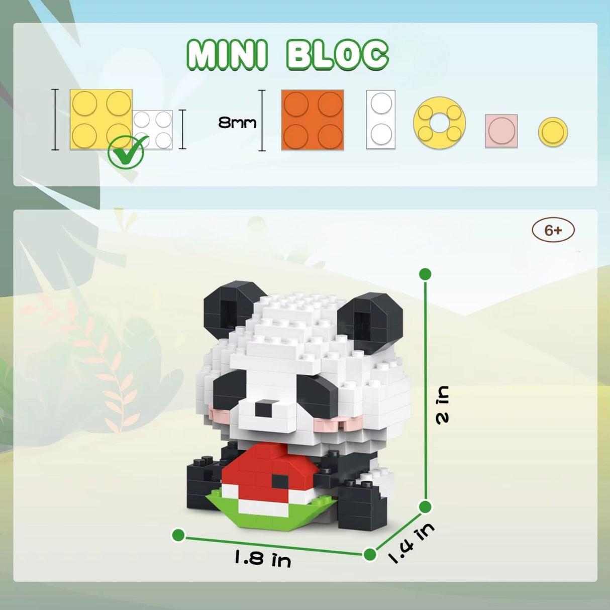 Set construcție STEM Flippy Panda cu Bambus, vedere de sus, 159 piese mov aranjate