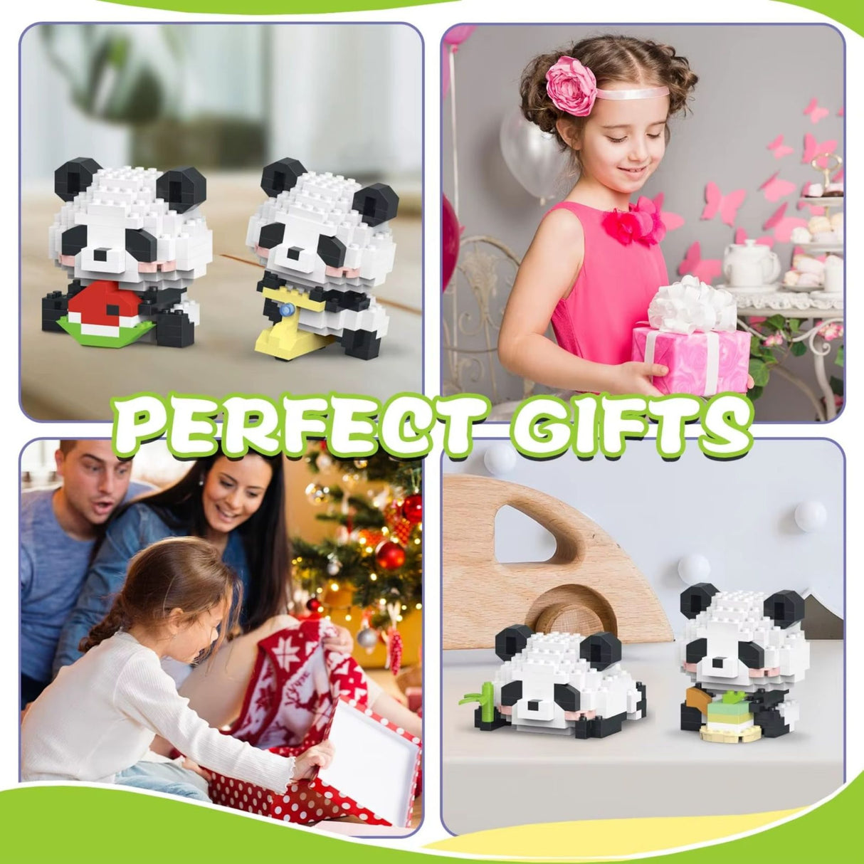 Detaliu figurină Panda cu Măr din set construcție Flippy, plastic ABS rezistent, roșu