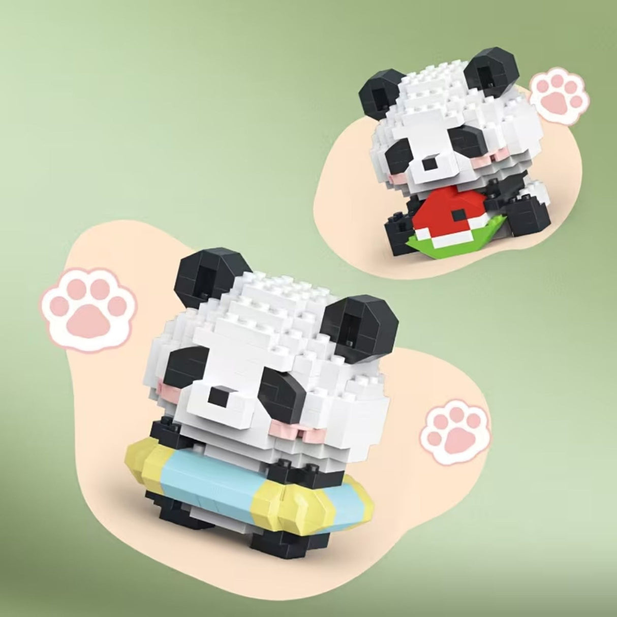 Model 3D asamblat Flippy Panda cu Pepene Verde, dimensiuni 7.8x4.1x11.3 cm, vedere laterală