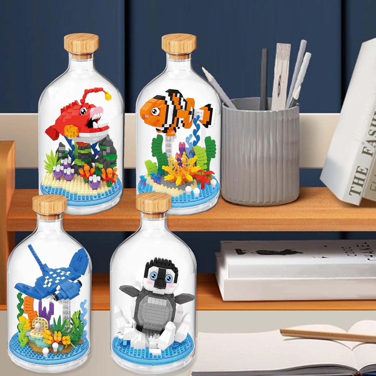 Set de Construit in Sticla, Flippy, 553 Piese, din Plastic, +14 Ani, 10 x 19.6 cm, Model Pinguin, Multicolor - vivimall.ro