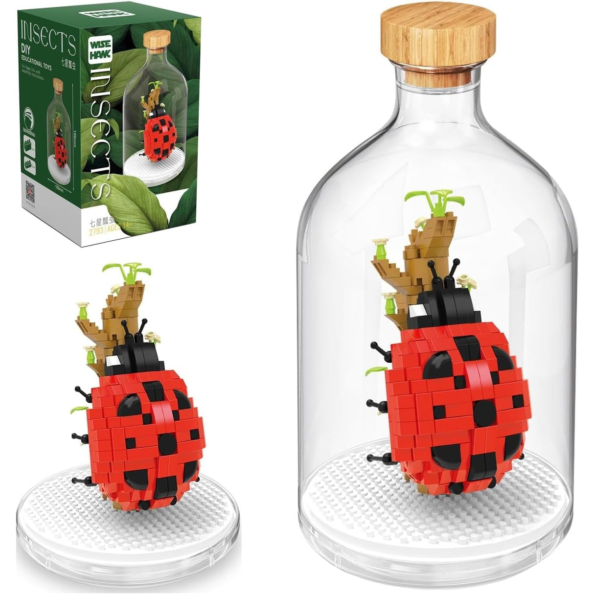 Detaliu piese plastic set Flippy Buburuza, construcție pas cu pas, model decorativ multicolor