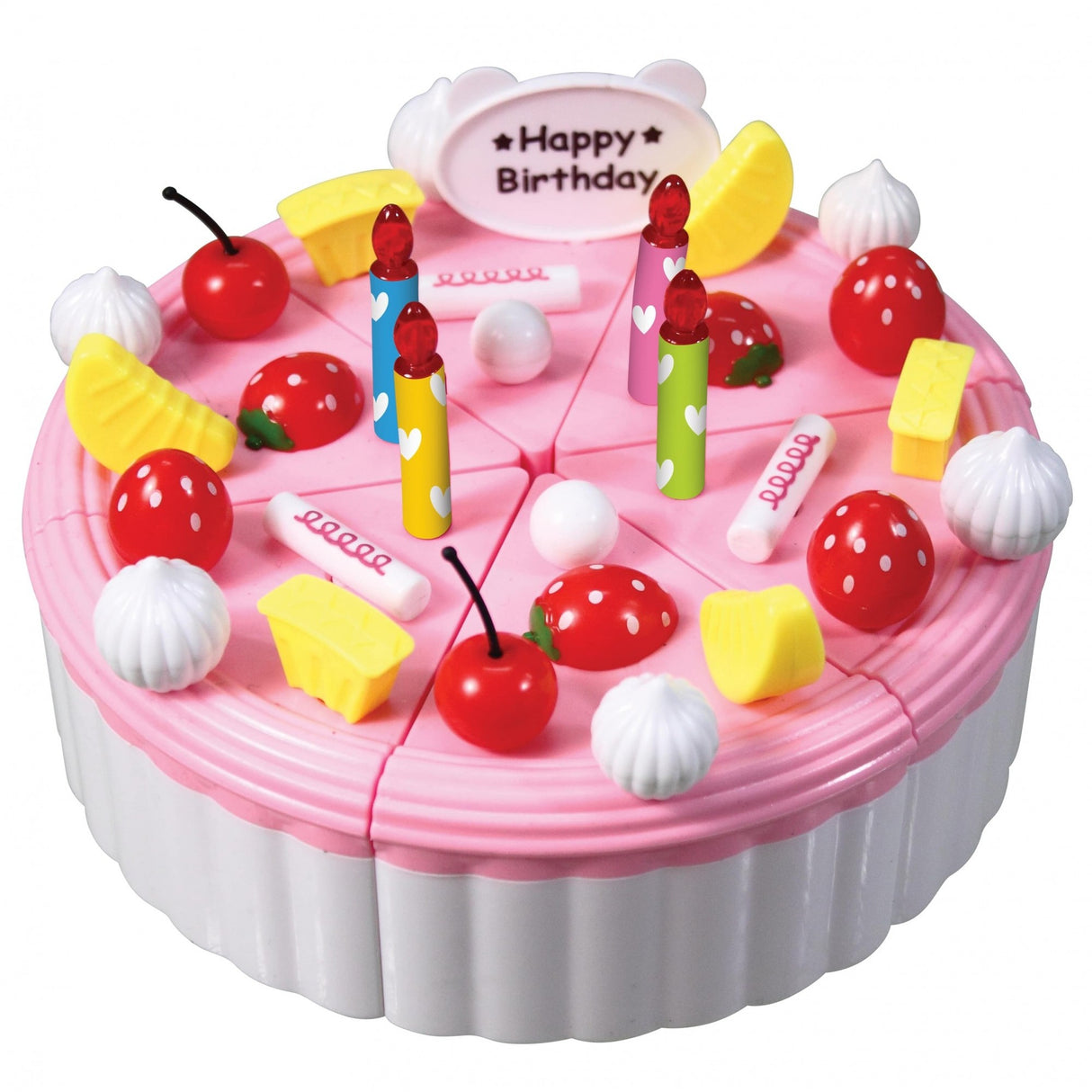 Set de joaca complet, tort aniversar si prajituri, 75 de elemente, ustensile din plastic, multicolor - vivimall.ro