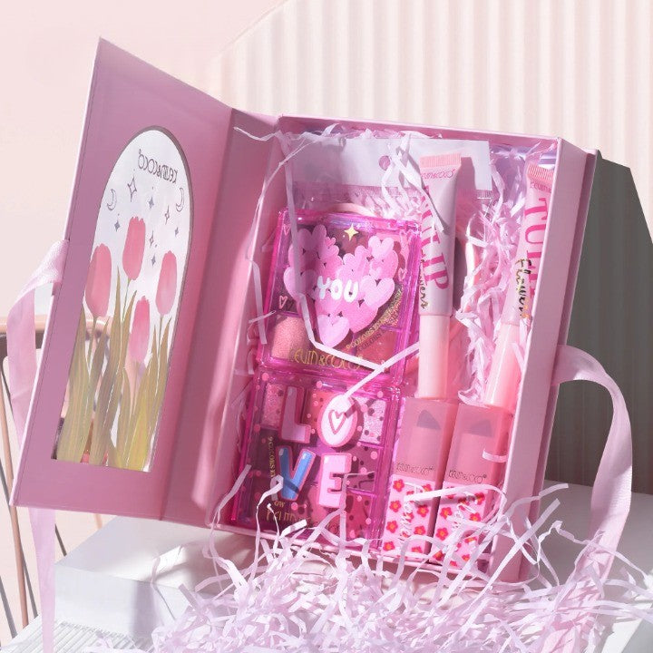 Set De Machiaj, Kevin & Coco, 22 Culori, Model Lalele, 2 Palete De Farduri, 2 Lip Gloss-Uri, 2 Lip Stick-Uri, 1 Oglinda Inimioara, 15.7 X 21 X 4 Cm, Multicolor - vivimall.ro