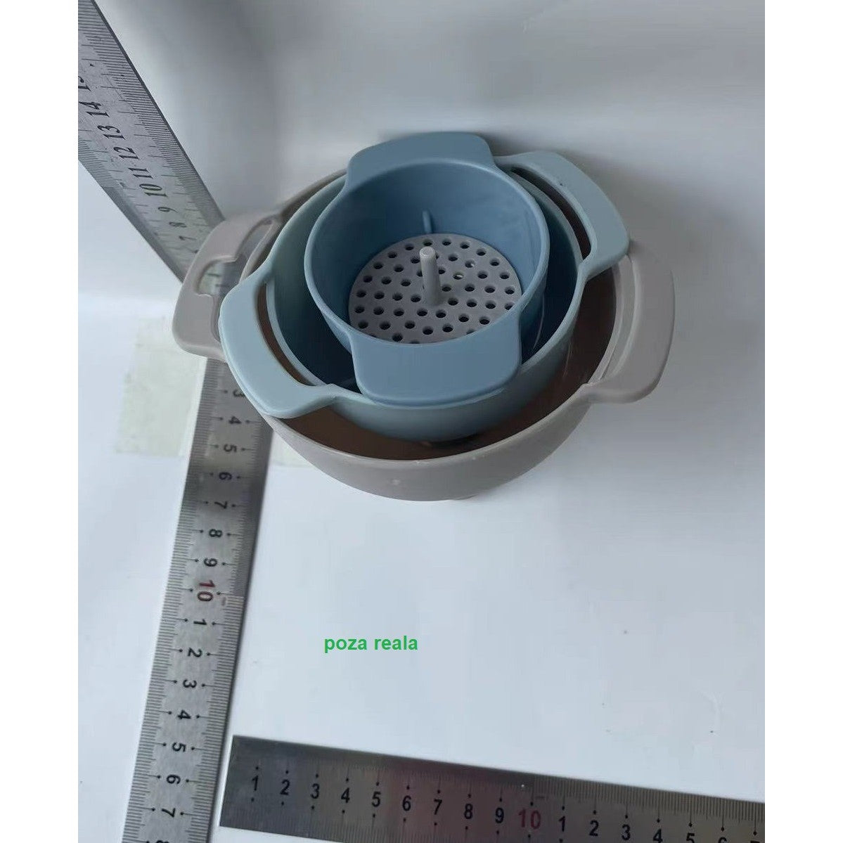 Set de Palnii Multifunctionale + Filtru, Vivimall, 4 in 1, din Plastic, 11 x 10 cm, Albastru - vivimall.ro