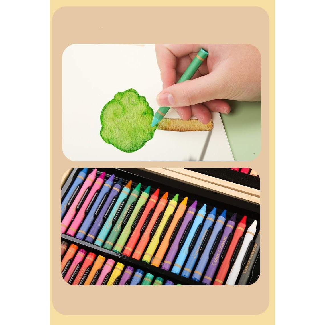 Set 180 Piese pentru Desen si Pictura, Vivimall, Tip Servieta din Lemn, Model Natur, 46 x 30.9 x 4.1 cm, Multicolor - vivimall.ro