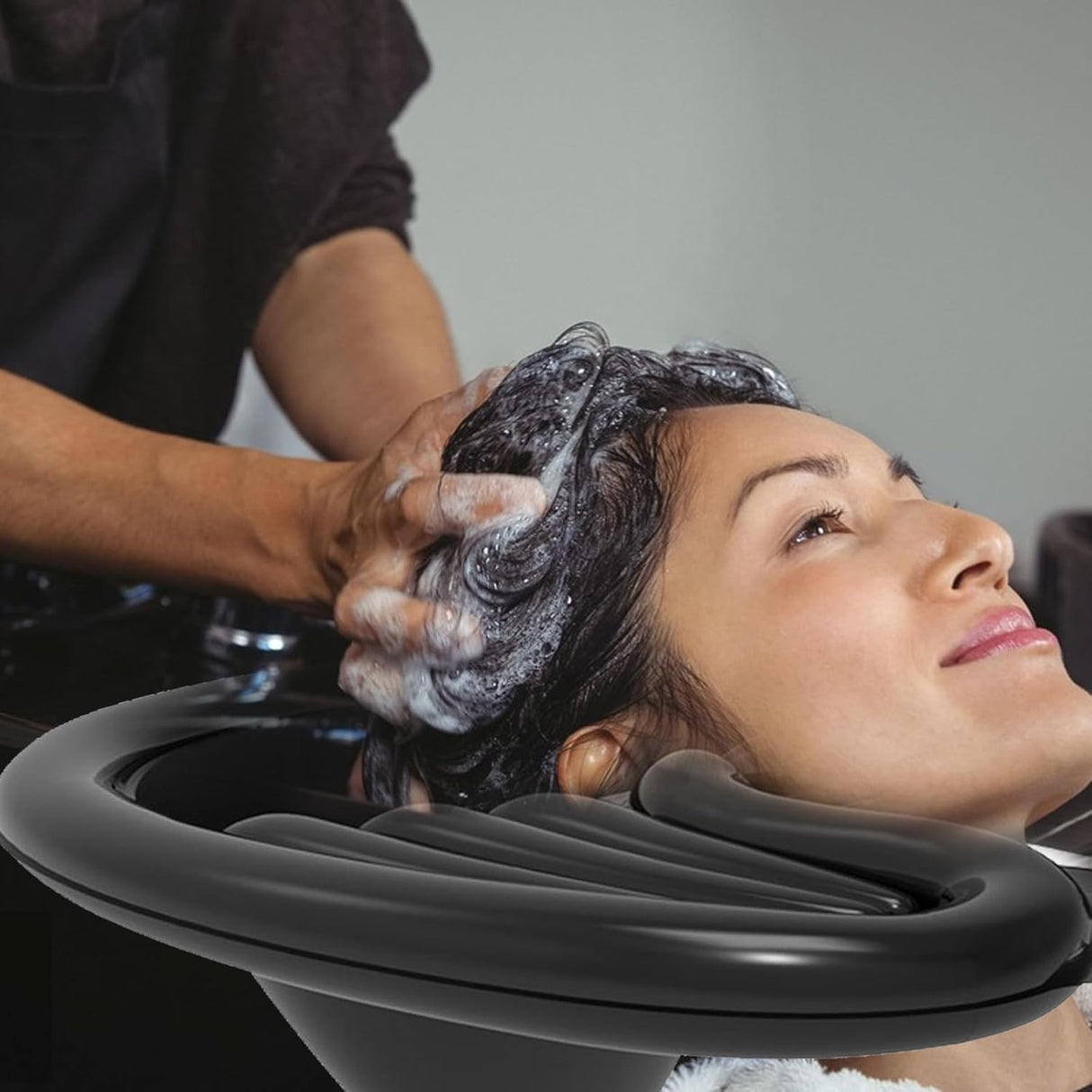 Set Gonflabil pentru Spalat pe Cap, Vivimall, pentru Copii, Femei Insarcinate si Varstnici, 81 x 60 x 38 cm, Ajustabil, Negru