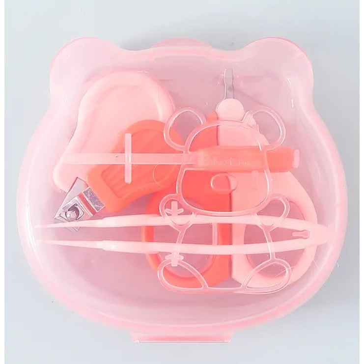 Set Ingrijire Unghii pentru Bebelusi, Vivimall, Cutie de Depozitare in Forma de Ursulet, 10 x 9.5 cm, Roz