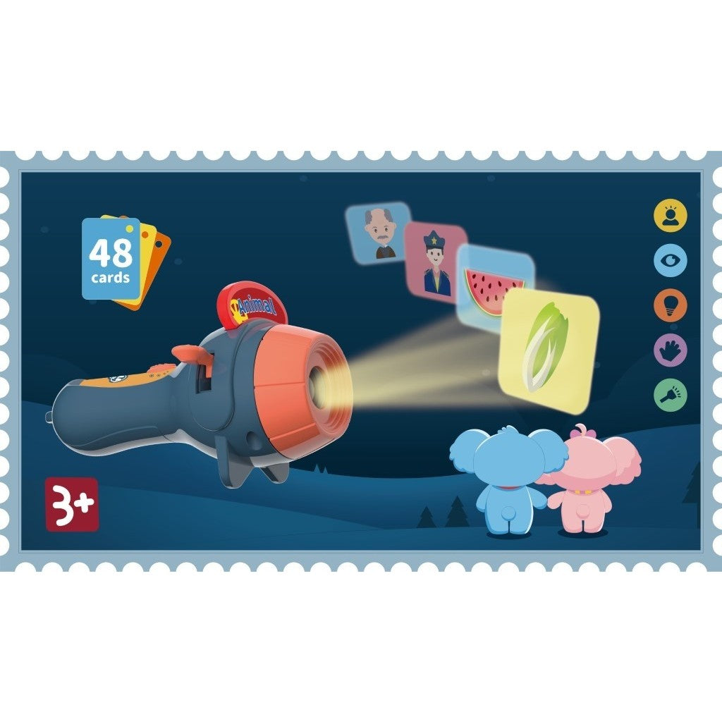 Set Jucarie Educativa, Vivimall, Proiector Tip Lanterna Pentru Copii, 6 Teme, 48 de Imagini, Cutie Depozitare, +3 ani, Albastru - vivimall.ro