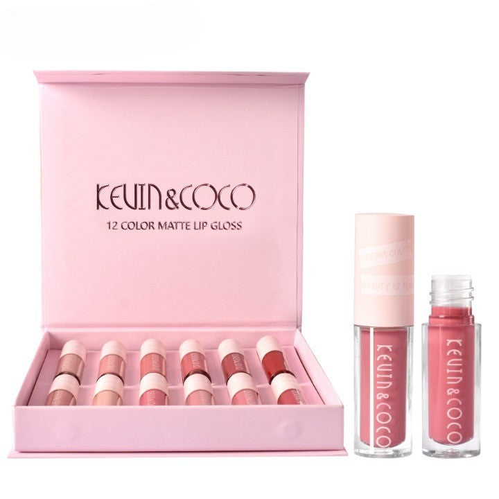 Set 12 rujuri mate, rezistente la transfer, Kevin&Coco, 1.85 ml, Cutie Roz