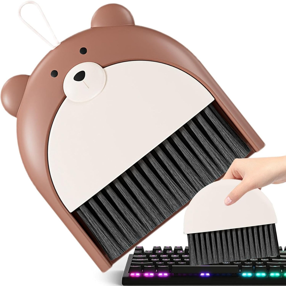 Set Matura si Faras, Flippy, Pentru Birou, din PP, Model Ursulet, 23.5 x 18 cm, Maro