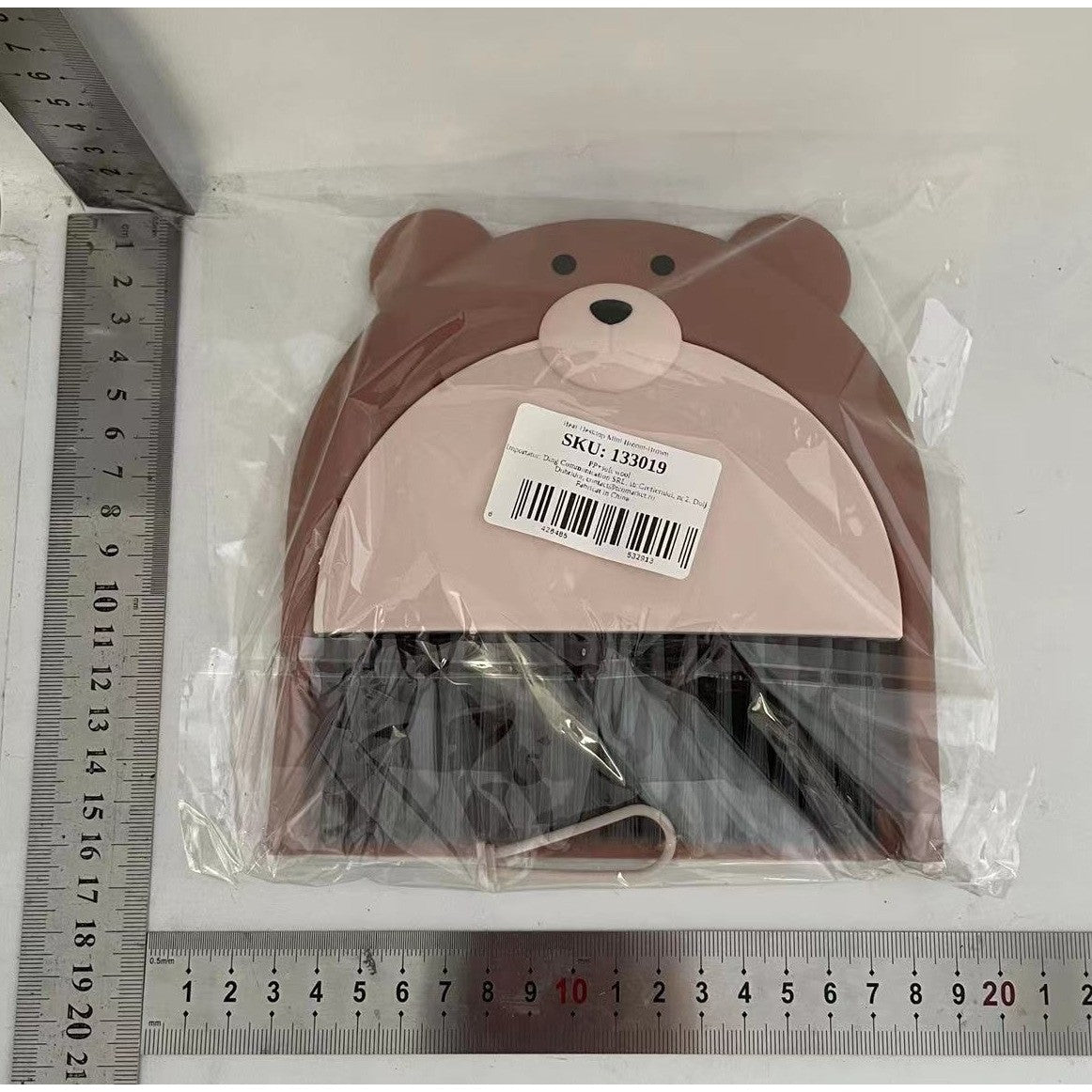 Set Matura si Faras, Flippy, Pentru Birou, din PP, Model Ursulet, 23.5 x 18 cm, Maro