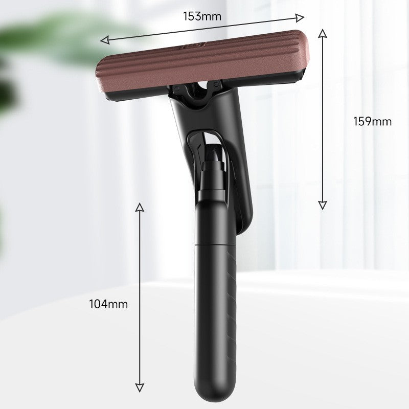 Mop Plat cu Pulverizare, Flippy, Recipient pentru Solutie de Suprafete, Geamuri, Interior Auto, Maner Scurt, Usor de Utilizat, Sistem de Stoarcere, 15.5 x 15.5 x 12.5 cm, Negru