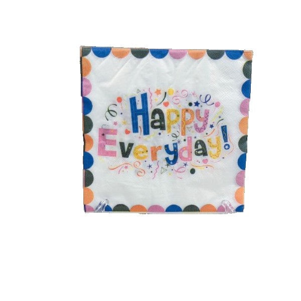 Set 20 Servetele de Masa, Flippy, din Hartie, 33 x 33 cm, Model Happy Everyday, Multicolor