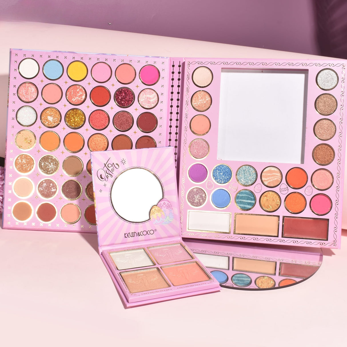 Trusa de Machiaj, KEVIN & COCO, Easter Style Pink, 69 culori, 20 x 22.5 cm - vivimall.ro