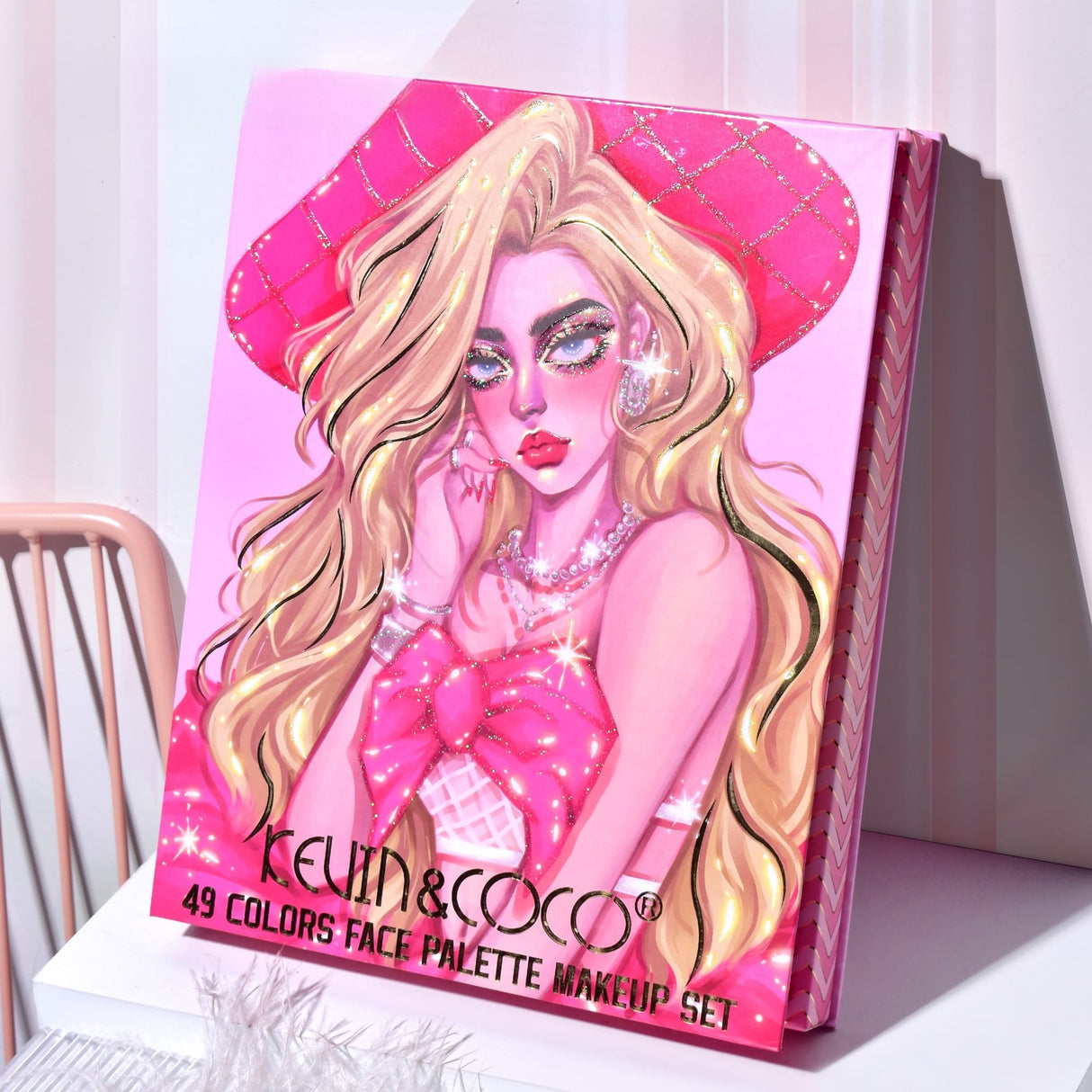 Set 8 Produse de Machiaj, KEVIN & COCO, Butterfly Dream Girl, 49 de culori, 24.7 x 19.7 x 2.7 cm - vivimall.ro