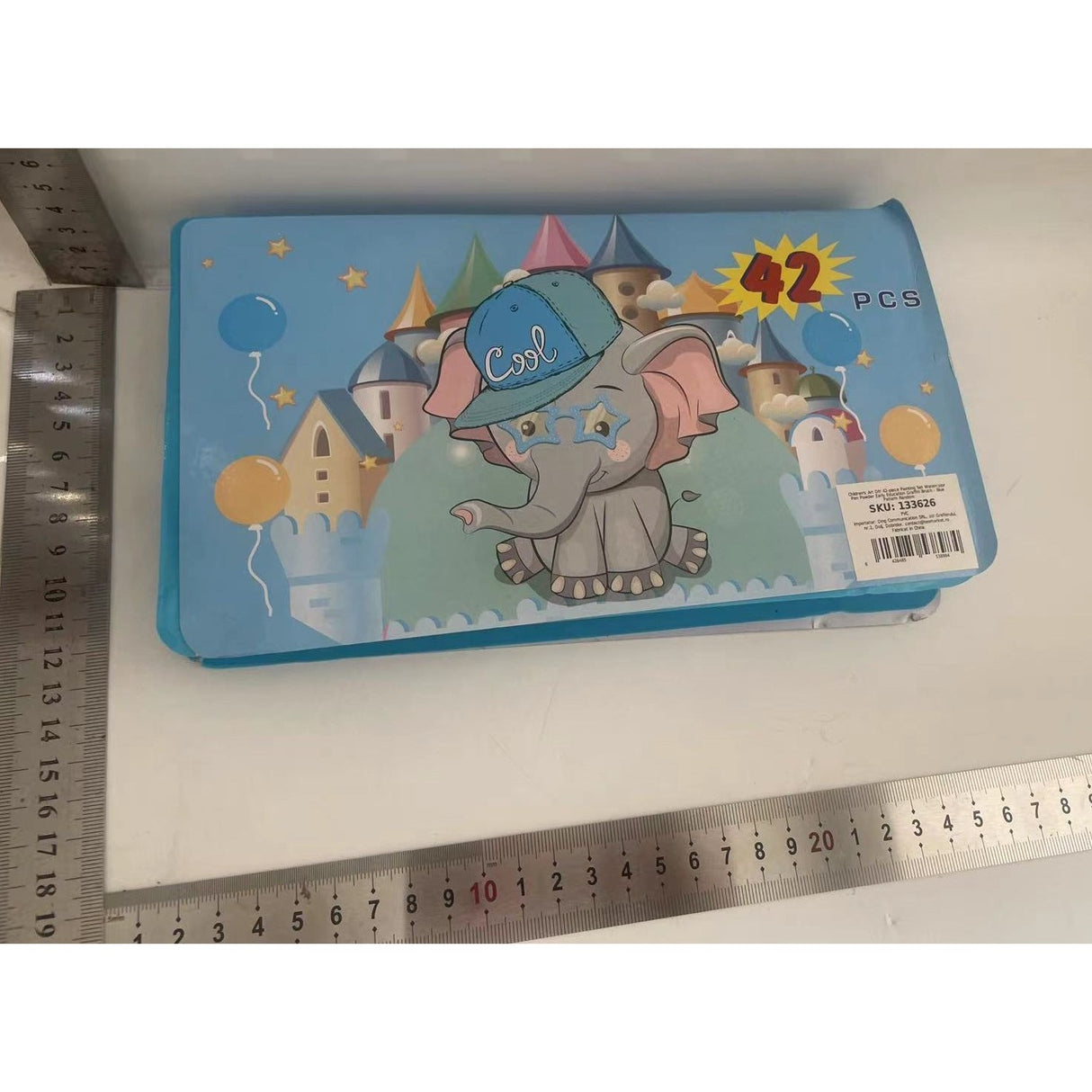 Set 42 Piese de Pictura si Desen, Vivimall, Tip Penar, Model Elefant, 24.3 x 13 x 3 cm, Albastru - vivimall.ro