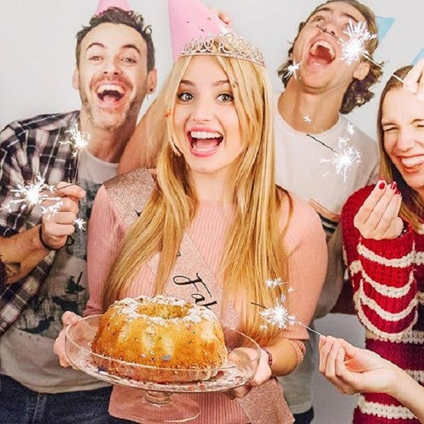 Set 2 Piese pentru Majorat, Vivimall, 15 x 13 x 5 cm, Coronita Printesa Rose si Panglica 18&Fabulous, Alb - vivimall.ro