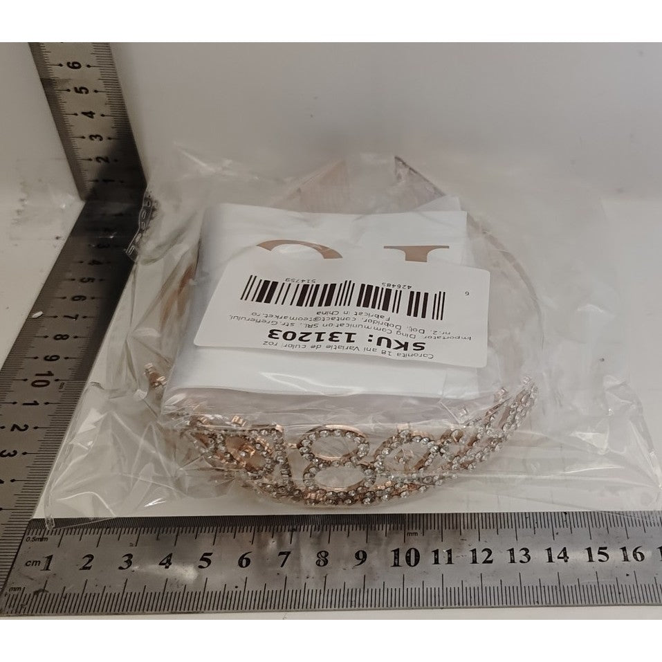 Set 2 Piese pentru Majorat, Vivimall, 15 x 13 x 5 cm, Coronita Printesa Rose si Panglica 18&Fabulous, Alb - vivimall.ro