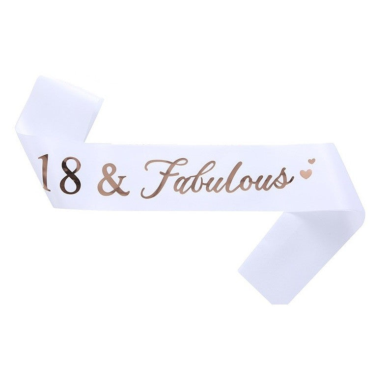 Set 2 Piese pentru Majorat, Vivimall, 15 x 13 x 5 cm, Coronita Printesa Rose si Panglica 18&Fabulous, Alb - vivimall.ro