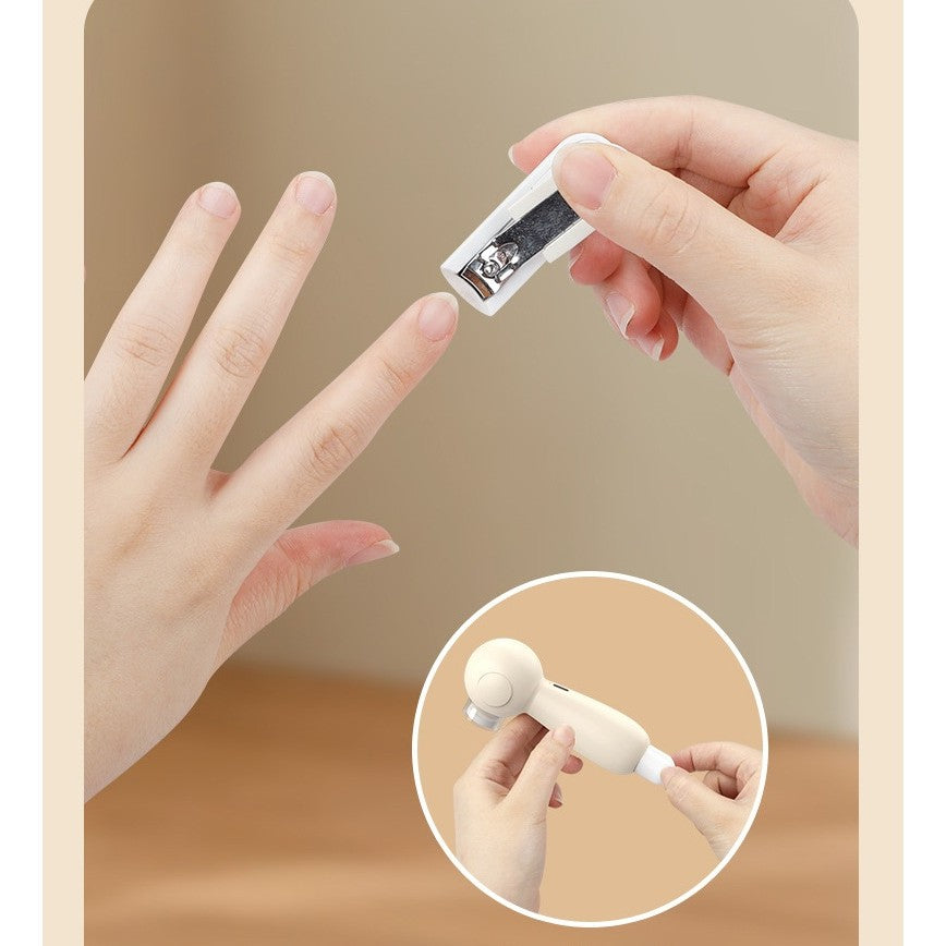 Set Pila Electrica, Vivimall, pentru Copii si Bebelusi, din ABS, 6 Accesorii, Incarcare USB, cu Lumina Led, 11.5 x 5.5 cm, Alb