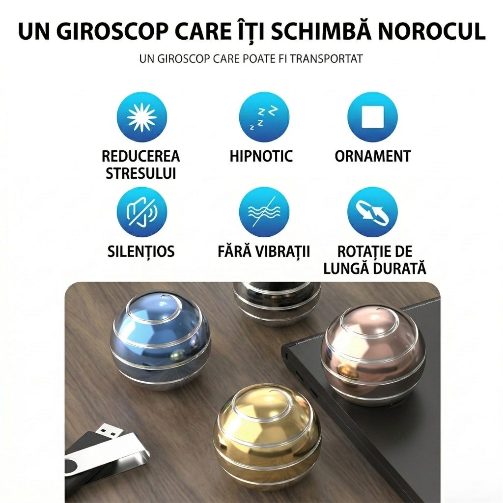 Fidget spinner metalic auriu Flippy ținut în palmă, arătând dimensiunea compactă de 40 mm