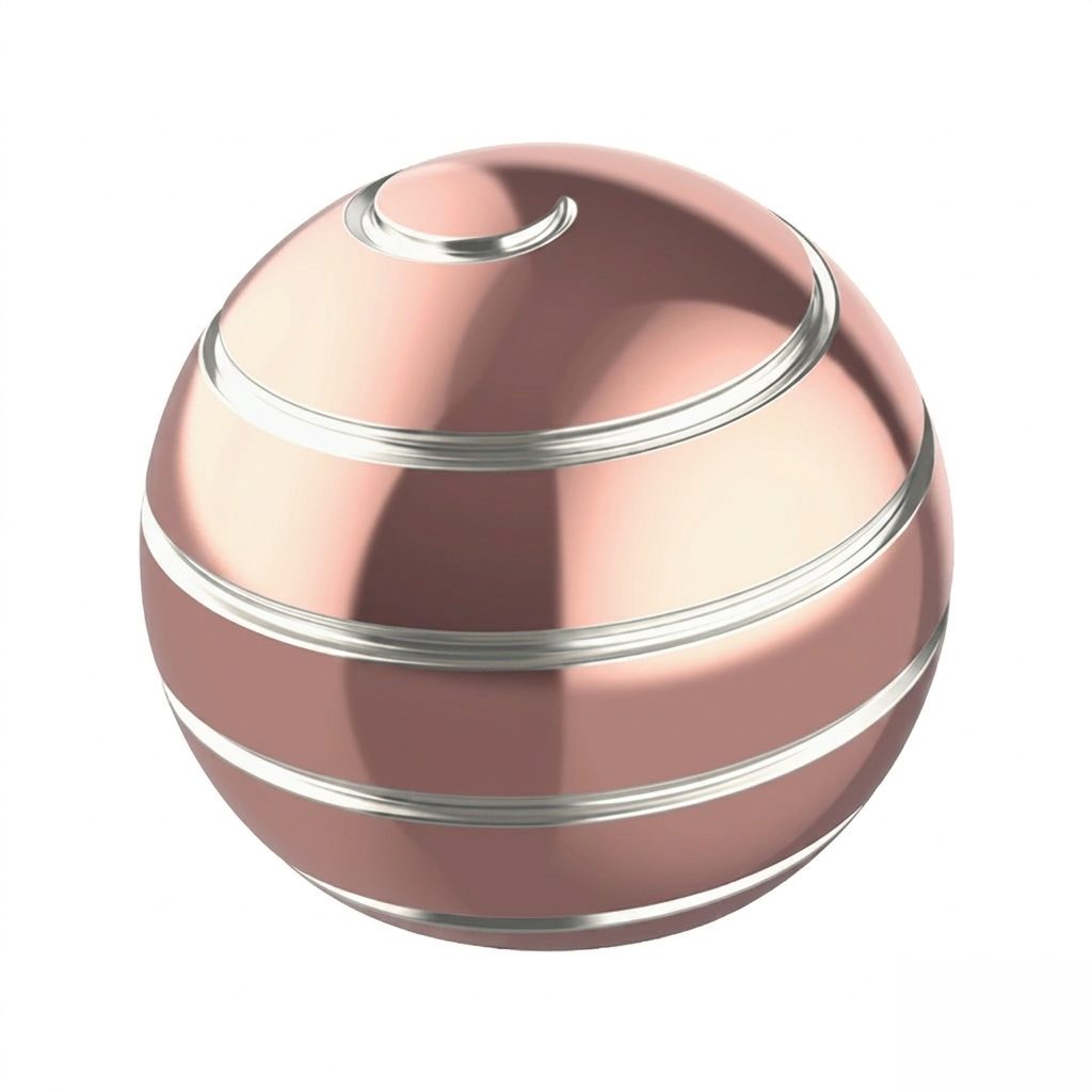 Sferă fidget spinner metalic Flippy roz, corp aliaj zinc, vedere frontală, diametru 40 mm