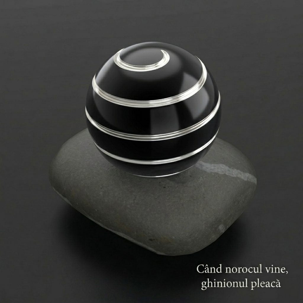 Sferă spinner antistres Flippy din aliaj de zinc, finisaj negru elegant, detaliu suprafață