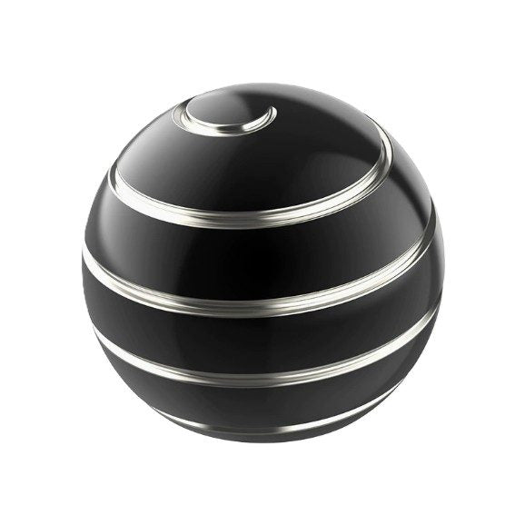Sferă fidget spinner metalic Flippy negru, corp aliaj zinc, diametru 40 mm, vedere frontală