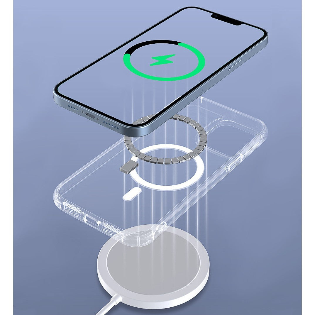 Husa protectie Flippy pentru iPhone 13 Mag Safe, 2 in 1 incarcare si magnet, Silicon si Acril, Transparenta - vivimall.ro