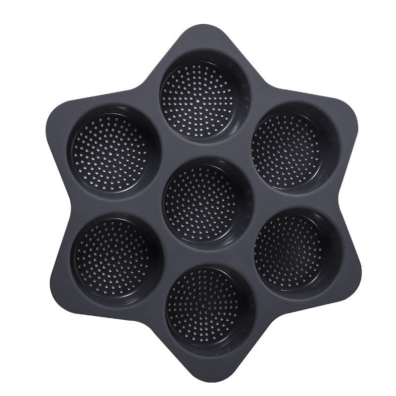 Forme de Silicon pentru Copt, Vivimall, 7 Forme Rotiunde, pentru Burgeri si Prajituri, 38.5 x 4 cm, Negru - vivimall.ro