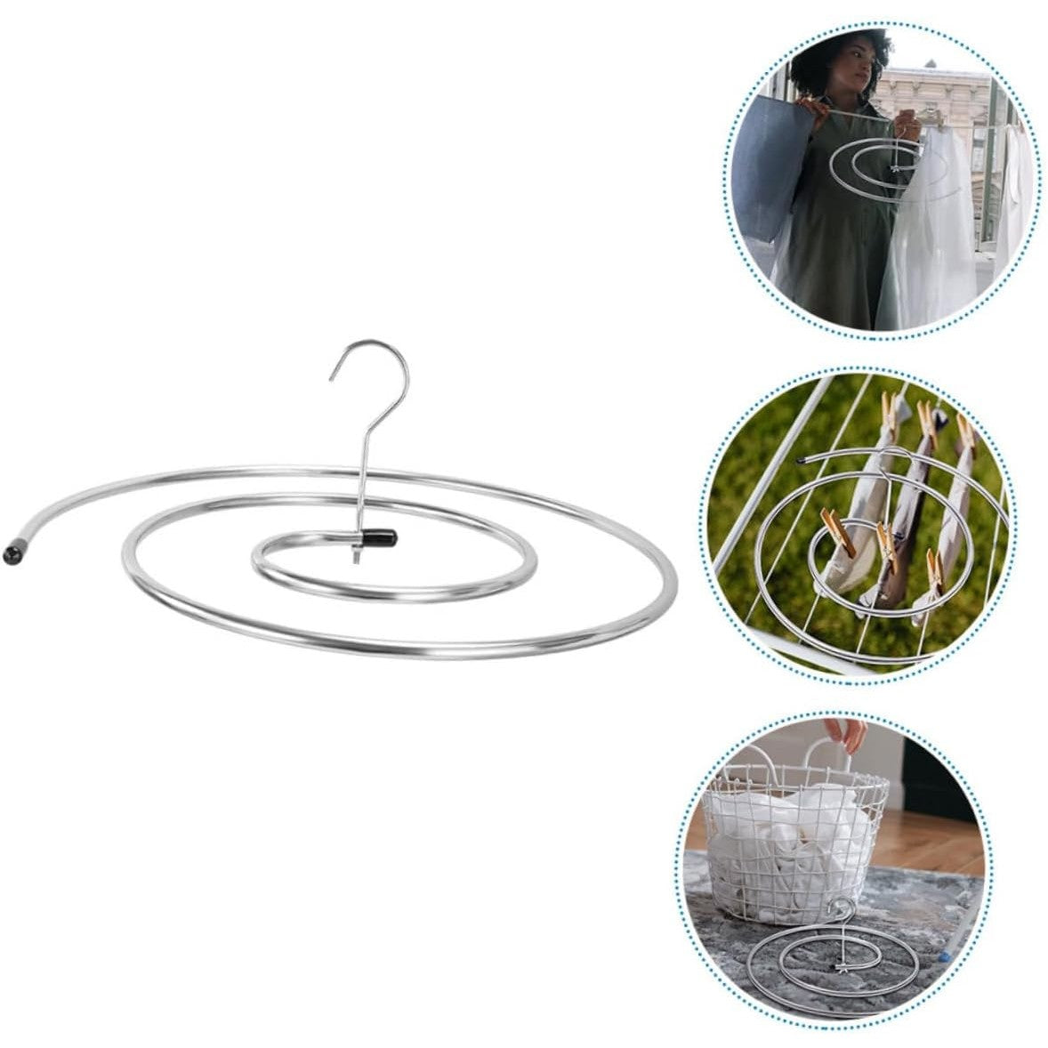 Uscător rufe spiralat detașabil, design rotund compact, oțel inoxidabil rezistent la rugină