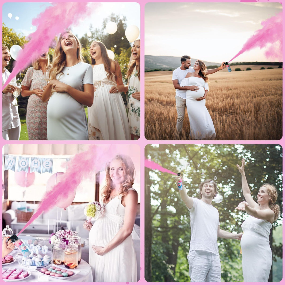 Spray Gender Reveal, Flippy, 260 ml, din Amidon de Porumb, Dezvaluire Gen Bebelusi, Roz