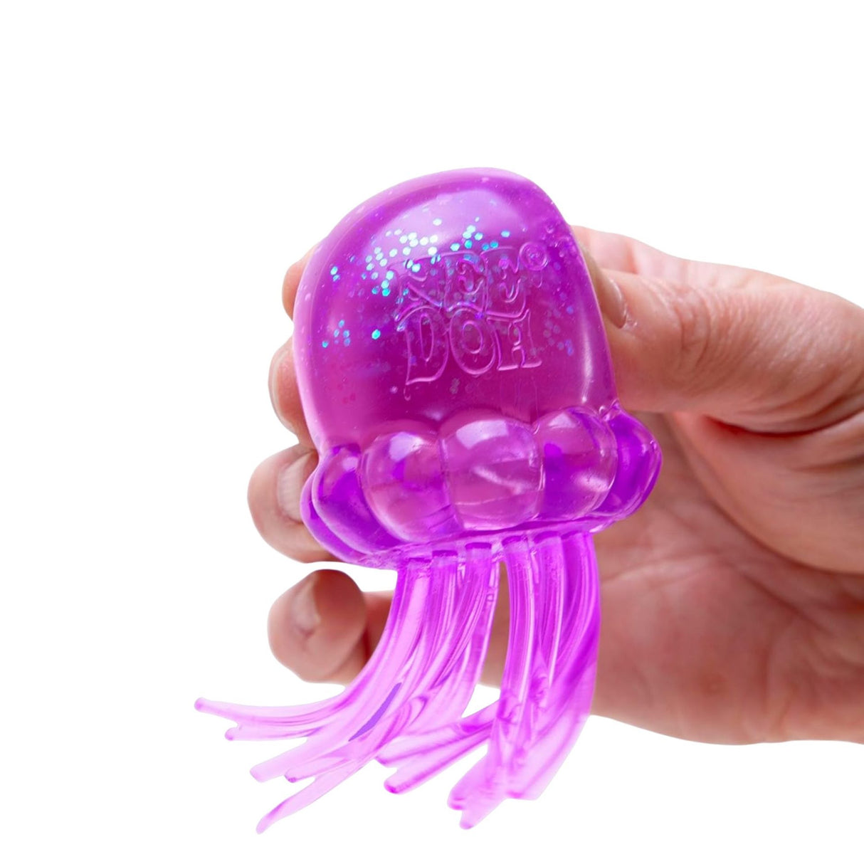 Tentacule flexibile ale meduzei squishy Flippy, detaliu sclipici în interior