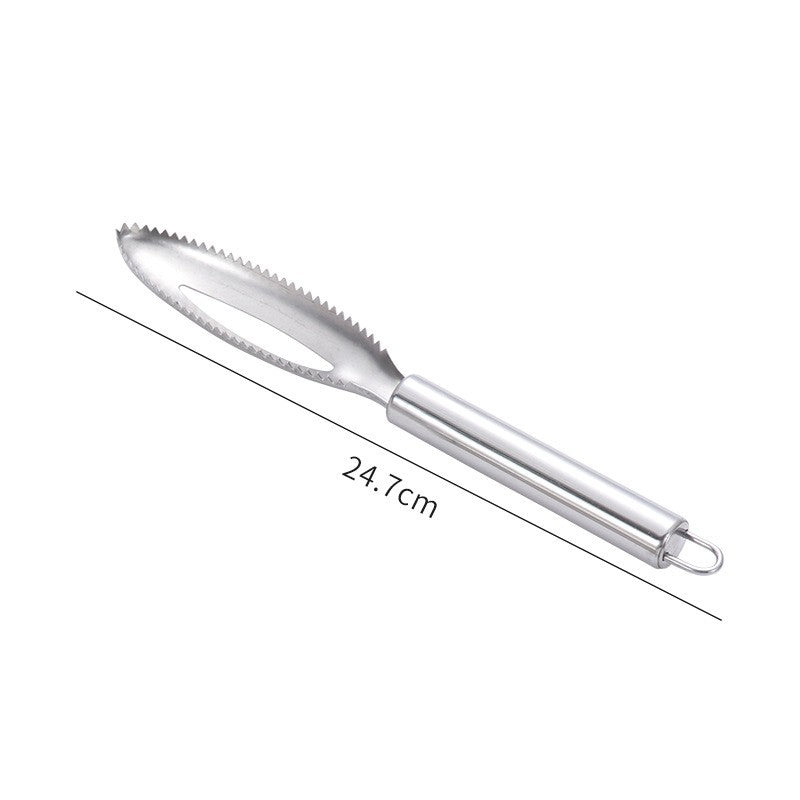 Perie de Curatare Solzi Peste, Flippy, din Otel Inoxidabil, 24 x 3 cm, Gri - vivimall.ro