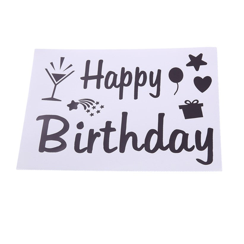 Sticker Autocolant pentru Baloane, Vivimall, Tematica Aniversare, Model Happy Birthday, 29x21 cm, Negru - vivimall.ro