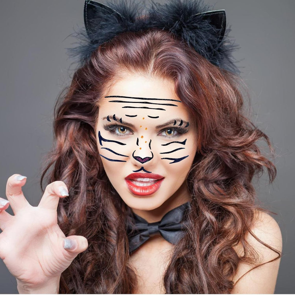Sticker Temporar pentru Fata, Flippy, pentru Machiaj, Face Art, Halloween, Teatru, Model Tigru, Maro