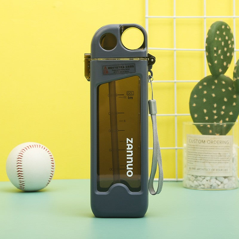 Sticla De Apa Pentru Sport, 350 Ml, Cu Pai Si Capac, 23X7X4.4 Cm, Buton De Blocare, Din Pc - vivimall.ro