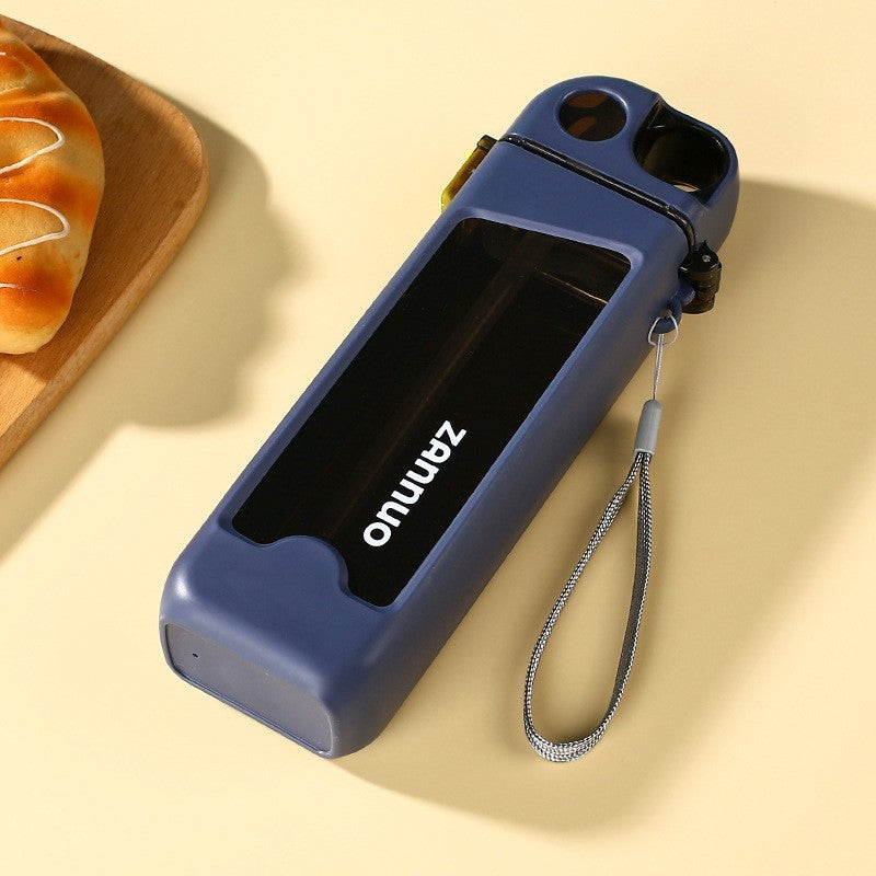 Sticla De Apa Pentru Sport, 350 Ml, Cu Pai Si Capac, 23X7X4.4 Cm, Buton De Blocare, Din Pc - vivimall.ro