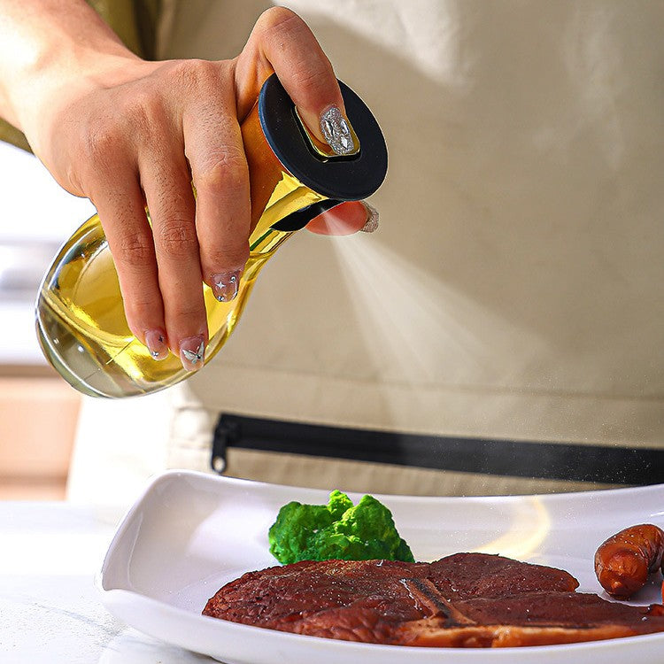 Sticla de ulei cu Pulverizator, Flippy, Sticla pentru Lichide de Bucatarie, Otet, Sos, 16.7 x 5.2 cm, Volum 200 ml, Gold - vivimall.ro