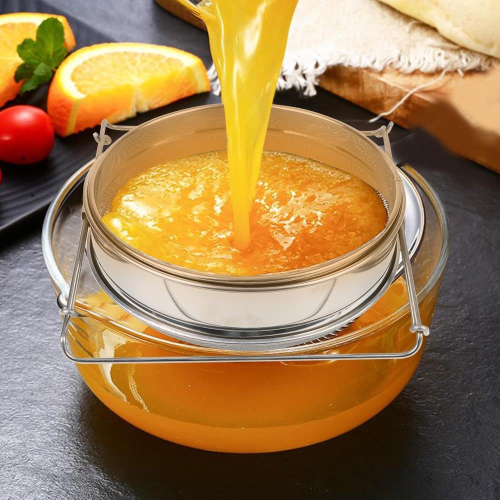 Strecuratoare Apicola, Vivimall, din Inox, Dubla, Filtrare Miere, 25 x 25 x 10 cm, Gri - vivimall.ro