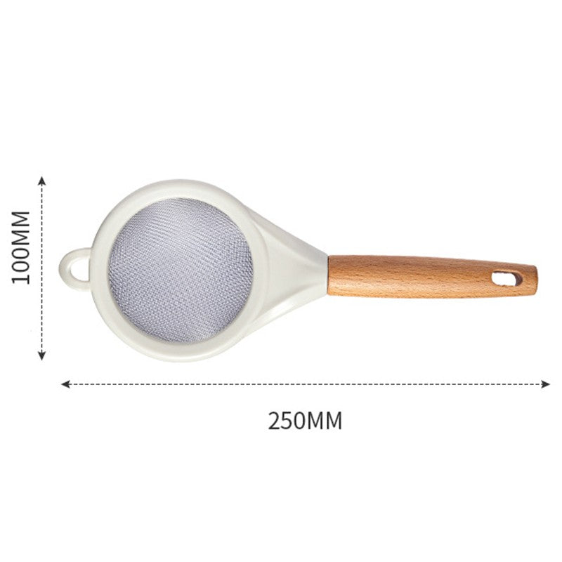 Strecuratoare, Mini Sita din Inox Silicon si Lemn, Vivimall, Sita pentru Bucatarie pentru Faina, Ceai si Alte Alimente, 25 x 10 cm Alb - vivimall.ro