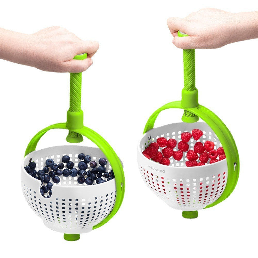 Strecuratoare Multifunctionala Rotativa, Cu Maner, Material Abs, 22X12 Cm, Maner 18 Cm, Cu Ventuza Pentru Prindere Sigura, Practic Si Usor De Folosit, Verde - vivimall.ro