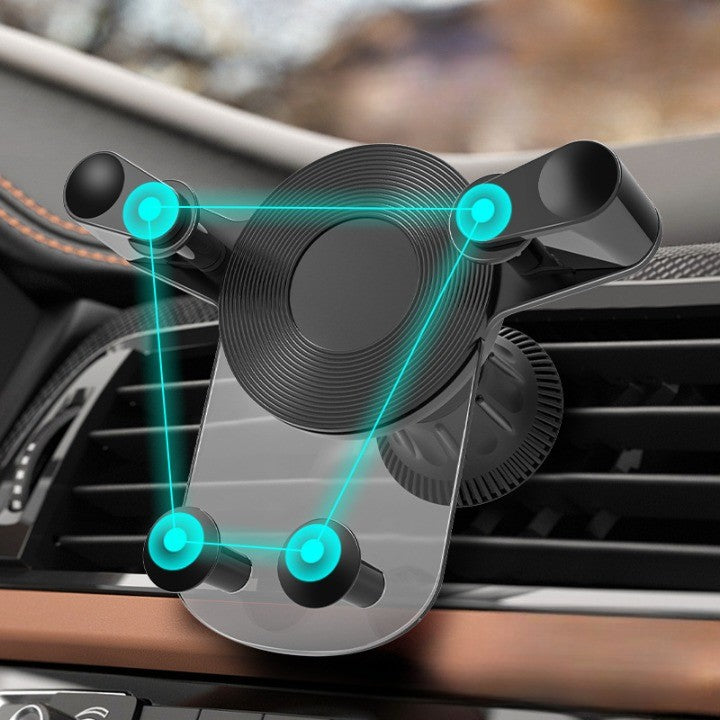 Suport Auto de Telefon, Vivimall, pentru Ventilatie, din ABS, cu Clipsuri, Rotativ, 12x9.5x12 cm, Negru-Transparent - vivimall.ro