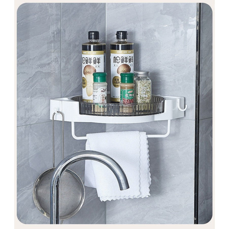 Suport Depozitare, Vivimall, din Plastic, Rotativ 360 grade, Montare fara Perforatii, pentru Baie/Bucatarie, Alb - vivimall.ro