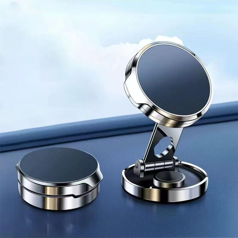 Suport de Telefon, Vivimall, cu Adeziv, din ABS si Magnet, Pliabil, Diametru 4.4 cm, Universal, Argintiu - vivimall.ro