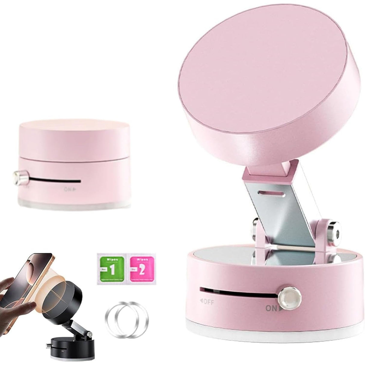 Suport Magnetic Auto pentru Telefon, cu Ventuza, Pliabil si Retractabil, Fixare prin Vid si Magnet, Rotativ 360° - vivimall.ro