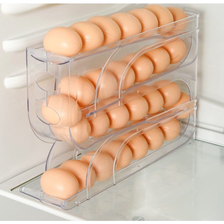 Suport Organizator pentru Oua, Flippy, pentru Frigiderul, Patru straturi,  32x20x7 cm, Transparent