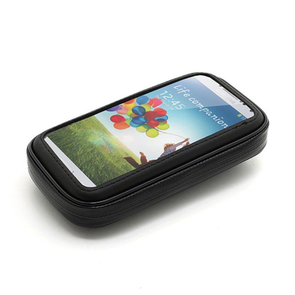 Suport husa telefon mobil Flippy pentru bicicleta si motocicleta, rezistent apa si socuri, touchscreen, 360 rotativ, negru, 4.8 - 5.4 inch - vivimall.ro