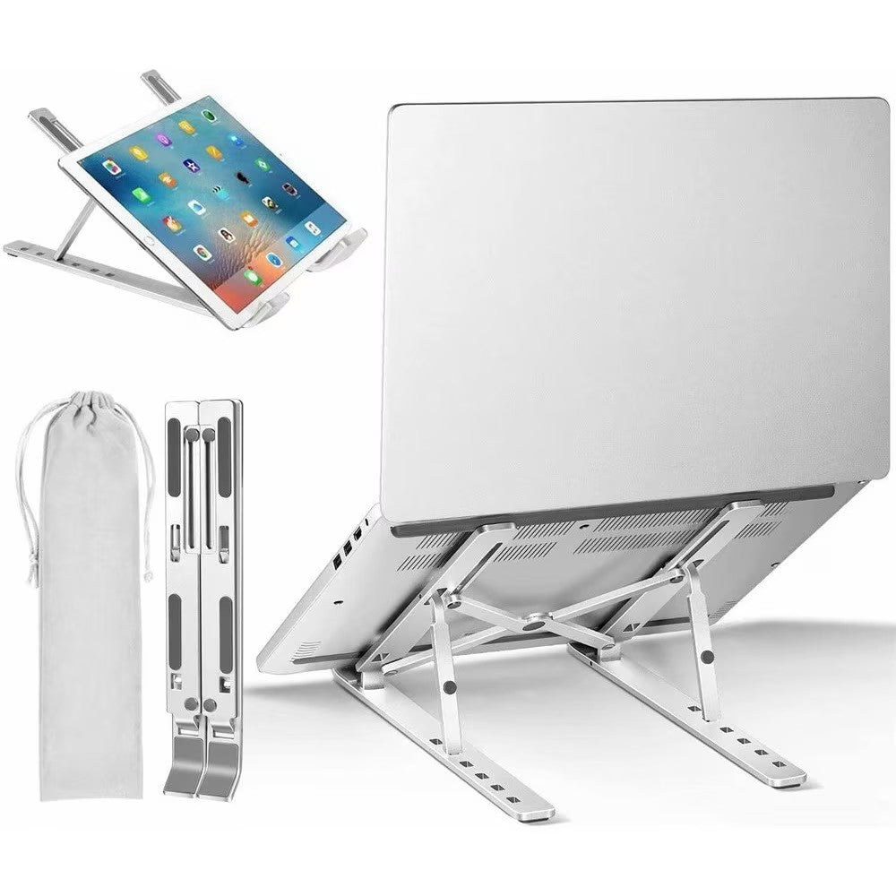 Suport pentru Laptop, Vivimall, Suport Portabil Pliabil, Universal Reglabil Suspendat pentru Tableta, din Aliaj si ABS, 100-160 mm, 26 x 19 x 16 cm, Silver Gray - vivimall.ro