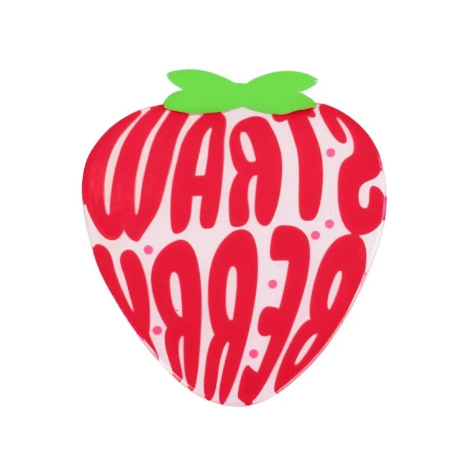 Suport pentru Pahar, Vivimall, Model Capsuna, din PVC, 15.5 x 15.5 cm, Rezistent la Caldura, Roz/Rosu - vivimall.ro